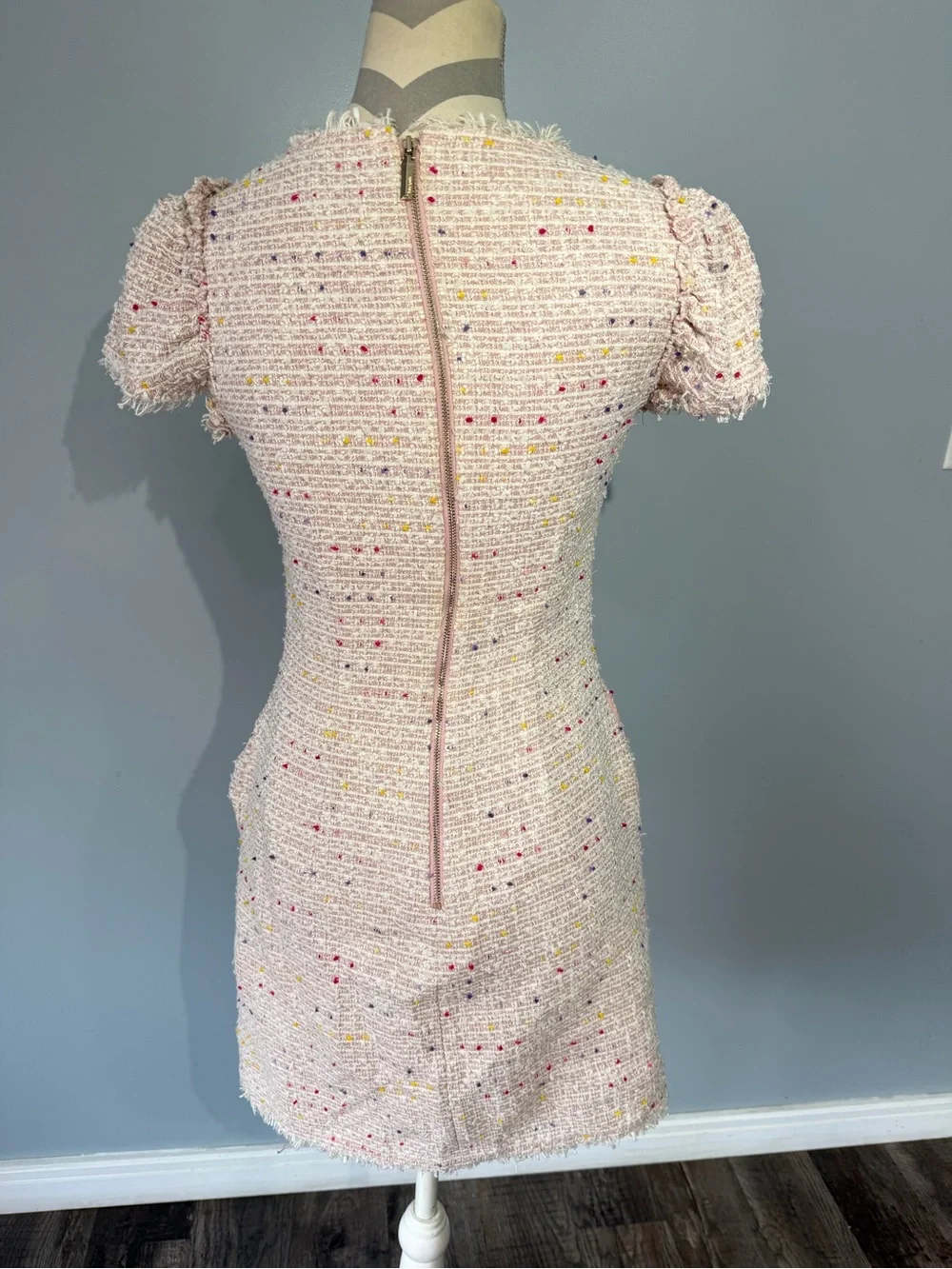 kate spade Pink Tweed Short Sleeve Mini‎ Dress with Multicolor Flecks